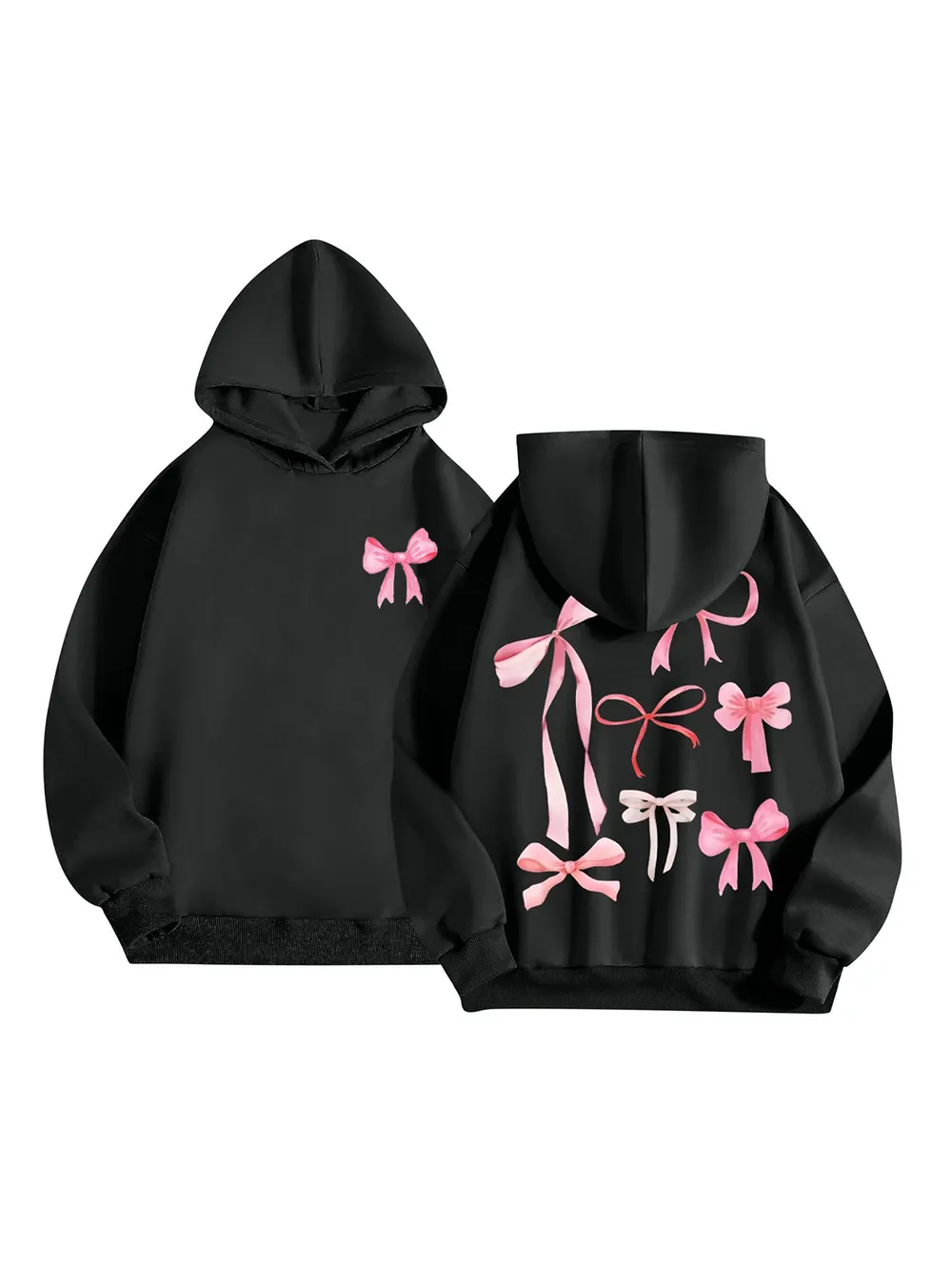 Bow Print Long Sleeve Hoodie, image 4