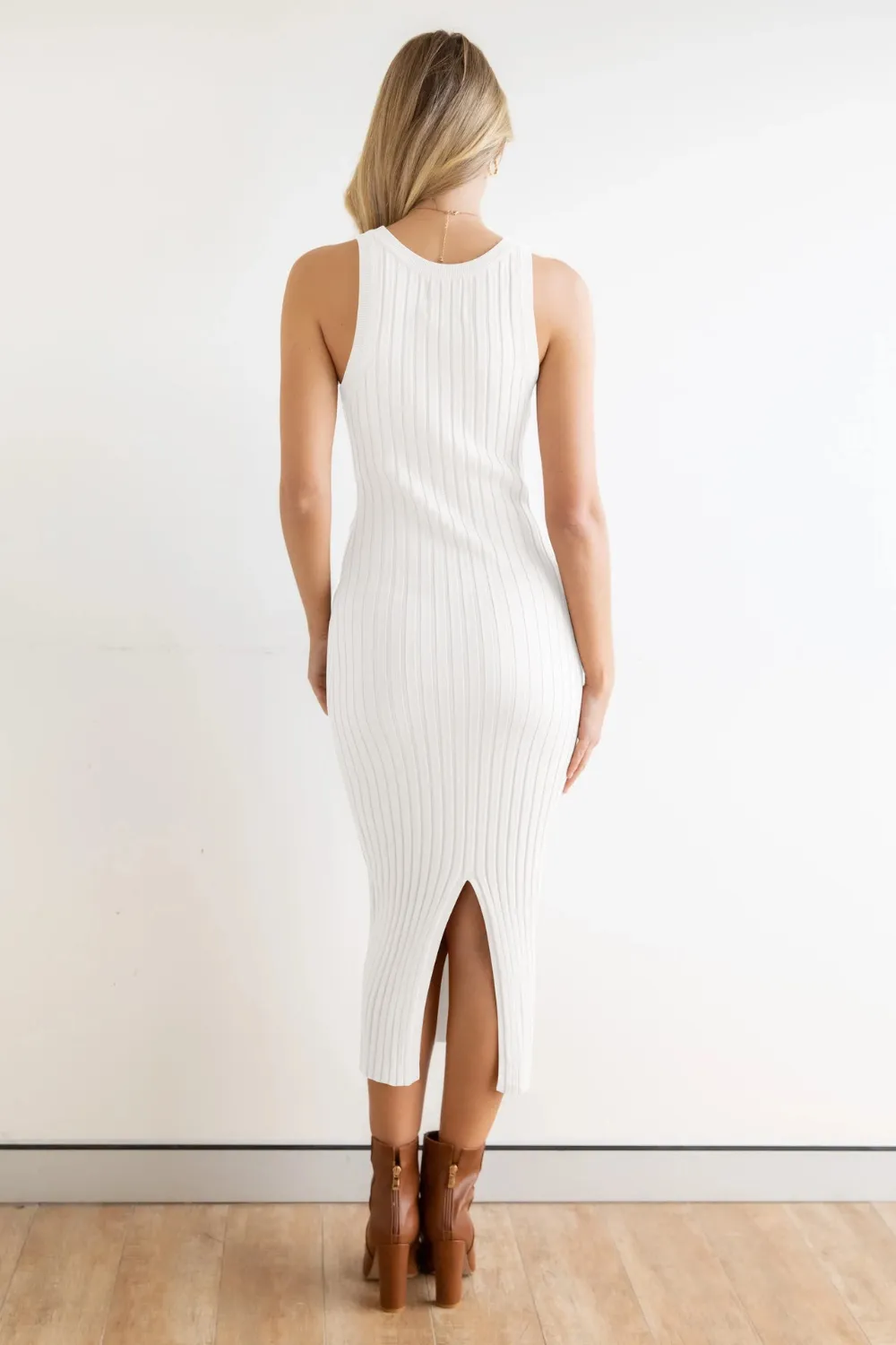 Slit Ribbed Round Neck Sleeveless Dress, image 8