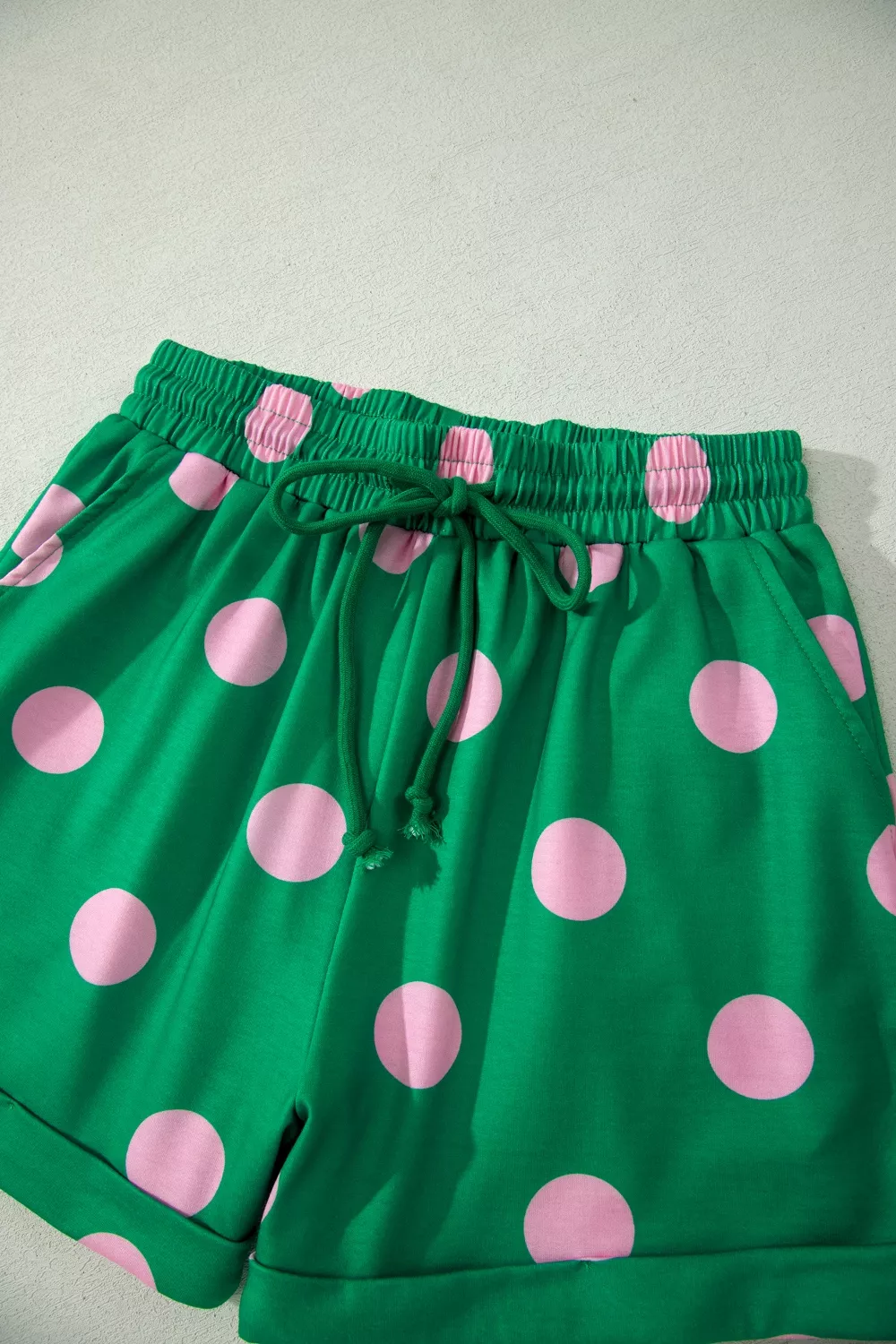 Polka Dot Print V Neck Tee Short Set, image 7