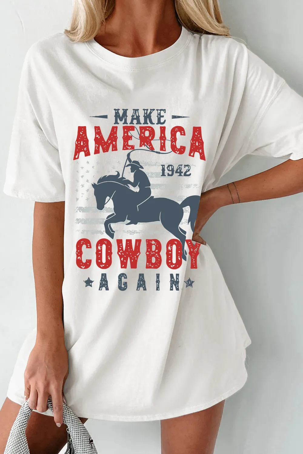Cowboy Graphic Round Neck Half Sleeve T-Shirt, image 3