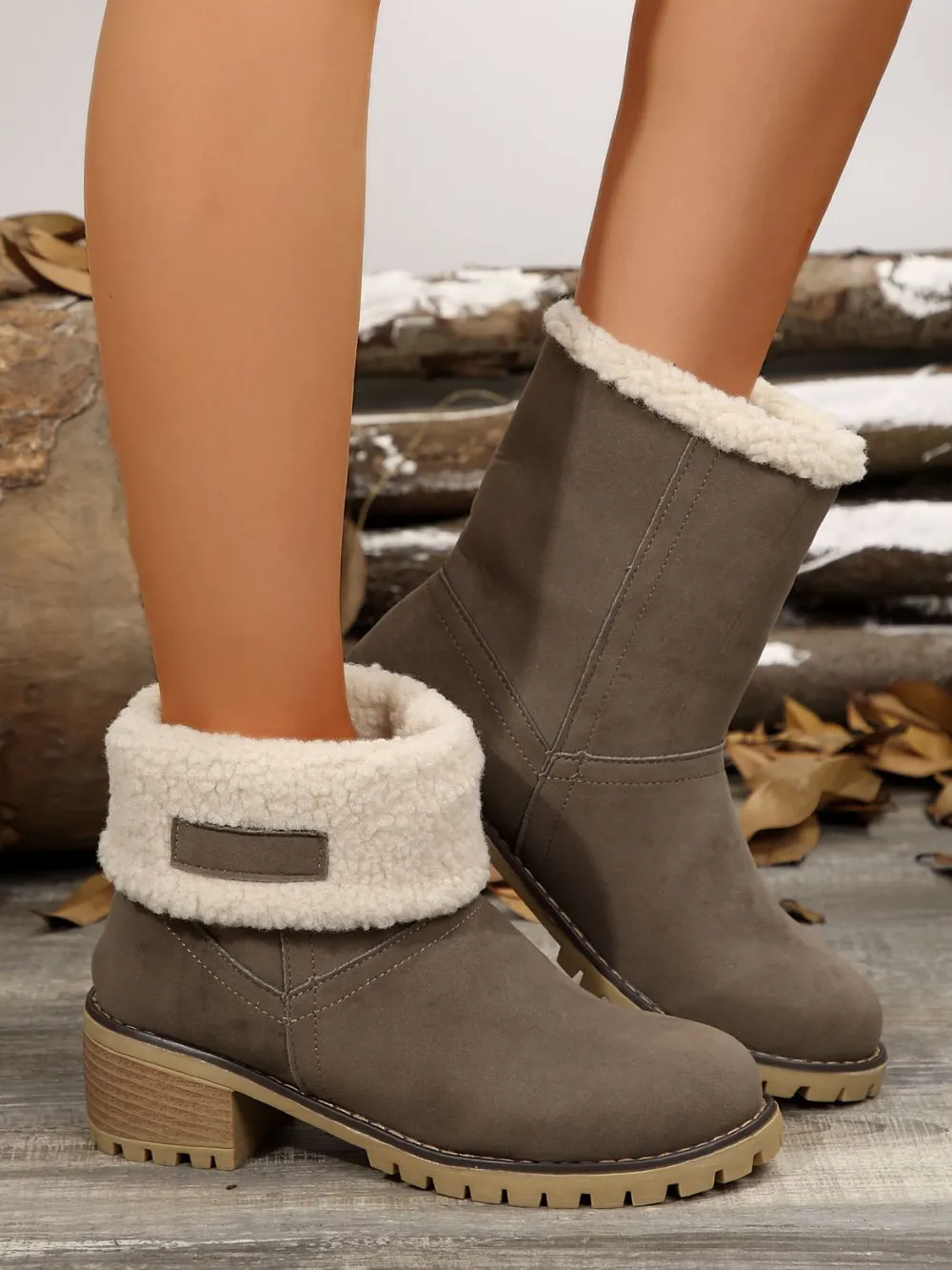 Thermal Fuzzy Block Heel Boots, image 18