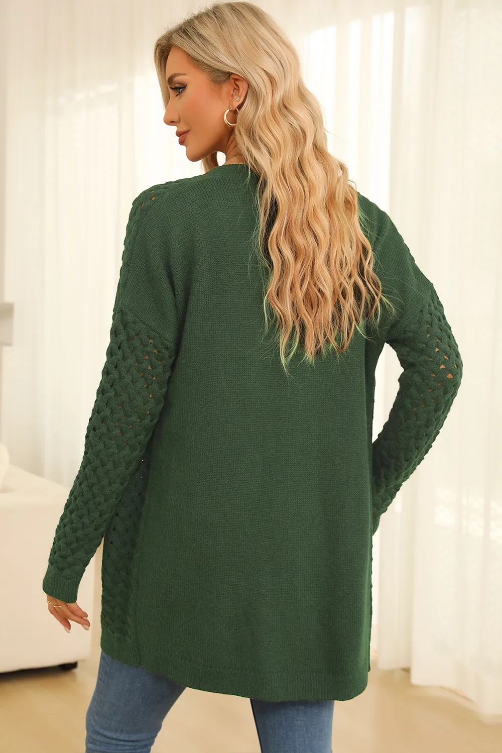 Open Front Dropped Shoulder Cardigan with Pockets, image 18