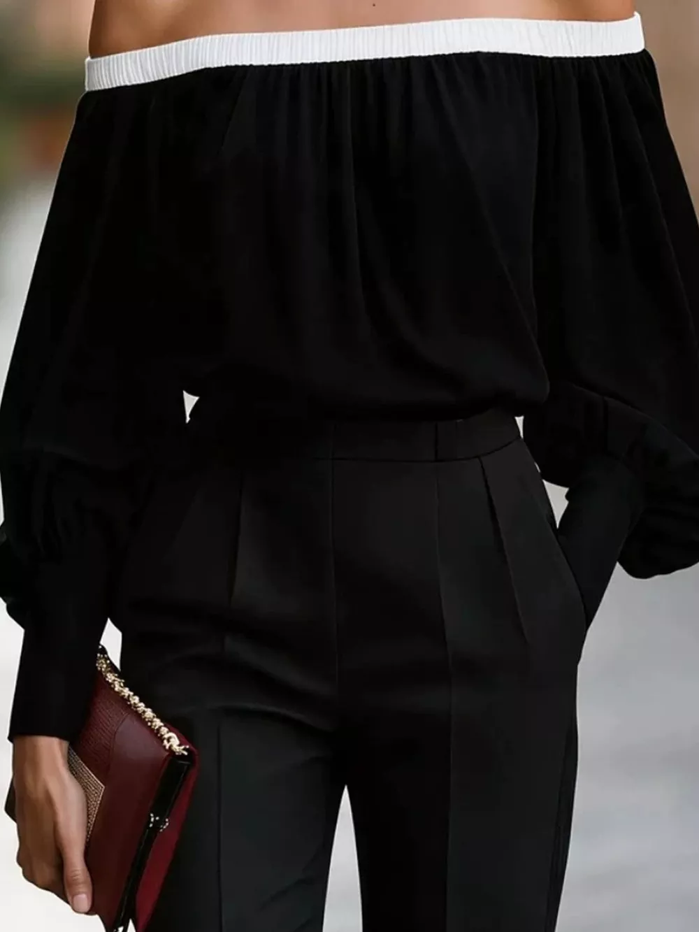 Off-Shoulder Lantern Sleeve Blouse, image 6