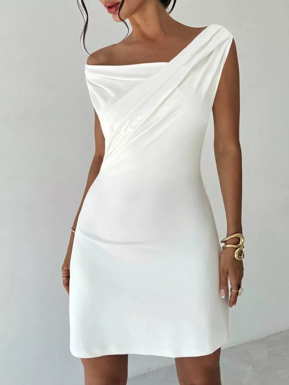 Elegant Off-Shoulder Draped Mini Dress, image 7