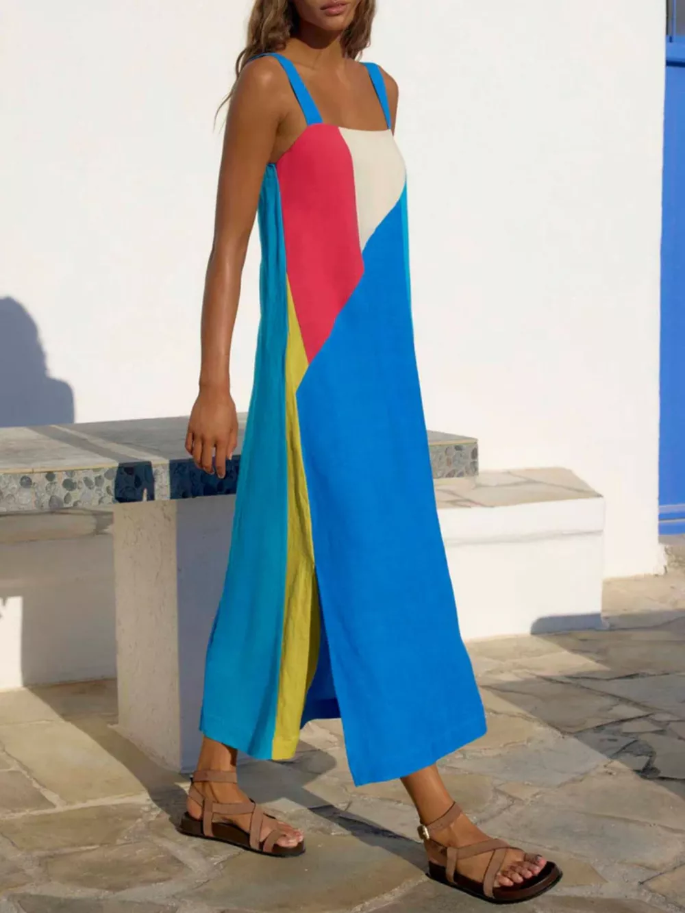 Striped Wide Strap Midi Dress, image 8