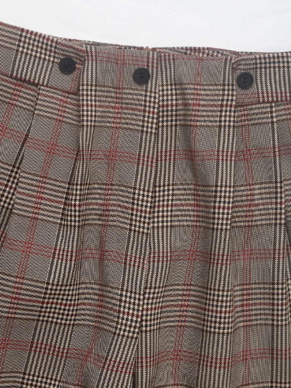 Plaid Straight Pants with Pockets, image 9