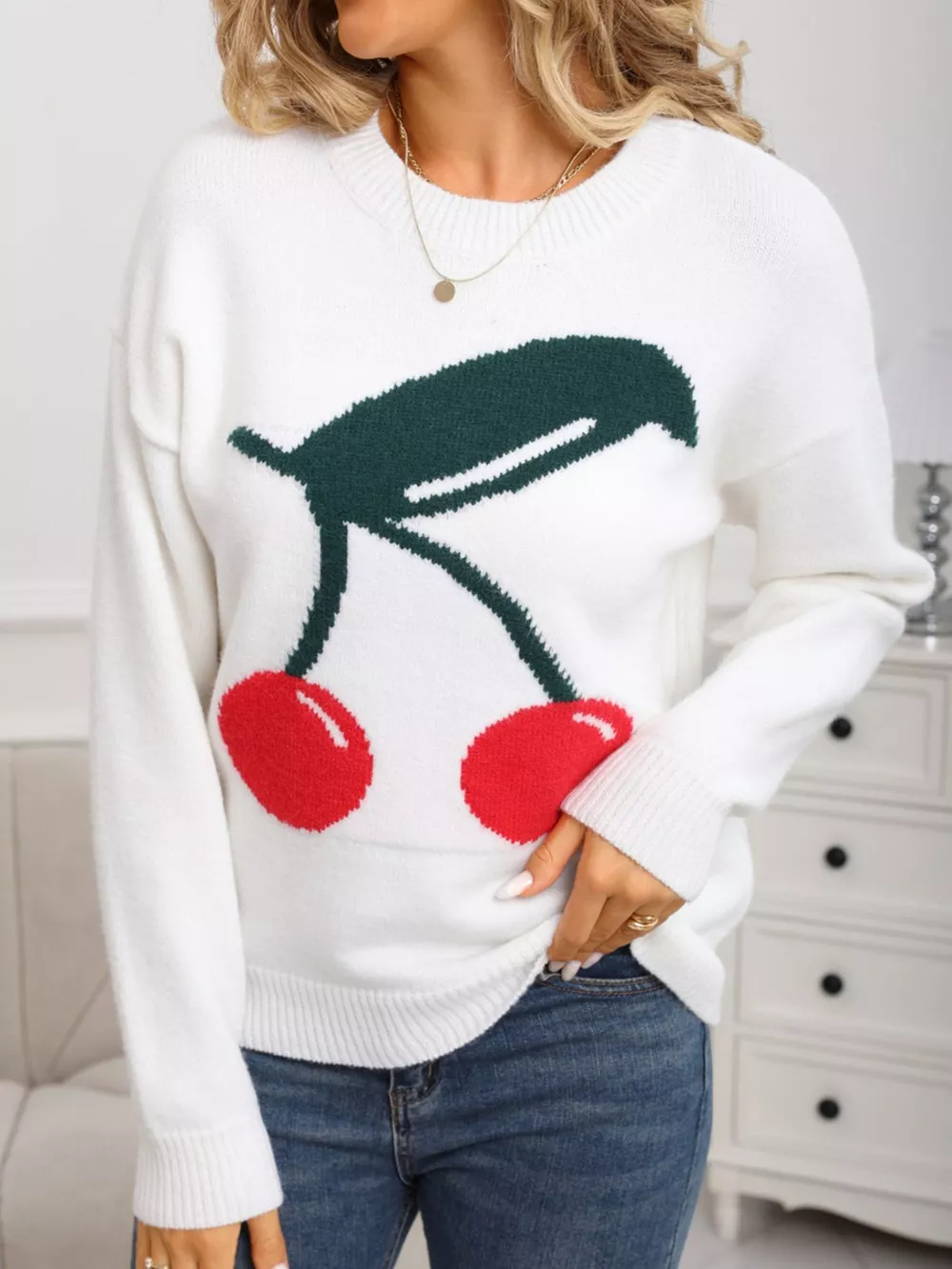 Cherry Round Neck Sweater, image 2