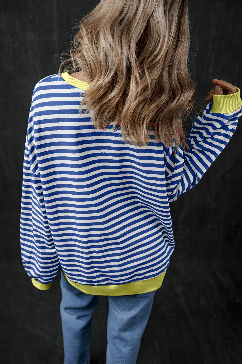 Pumpkin Striped Long Sleeve Sweatshirt, image 3
