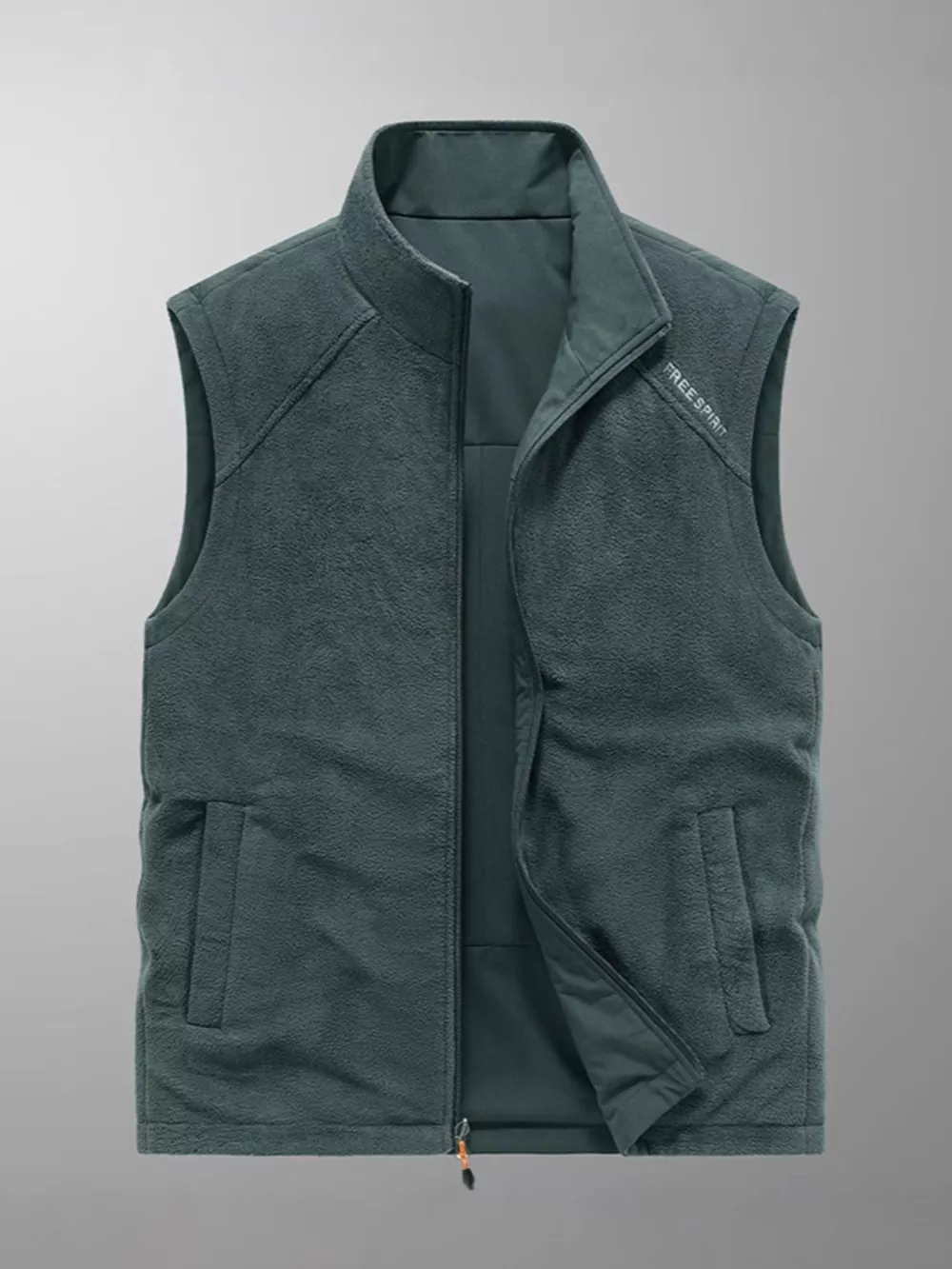 Men's Plus Size Zip Up Fleece Vest, image 2
