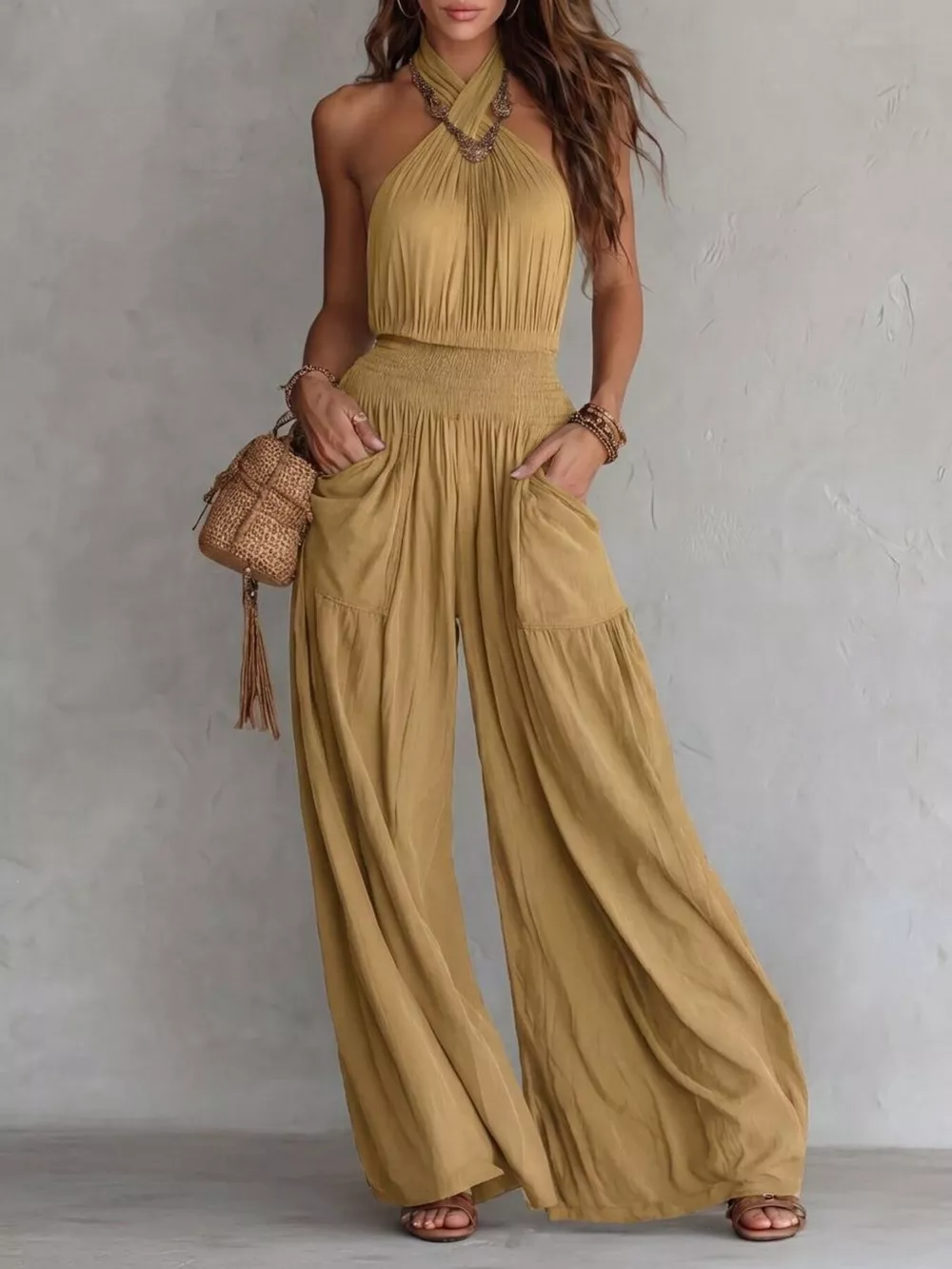 Halter Neck Wide-Leg Jumpsuit, image 8
