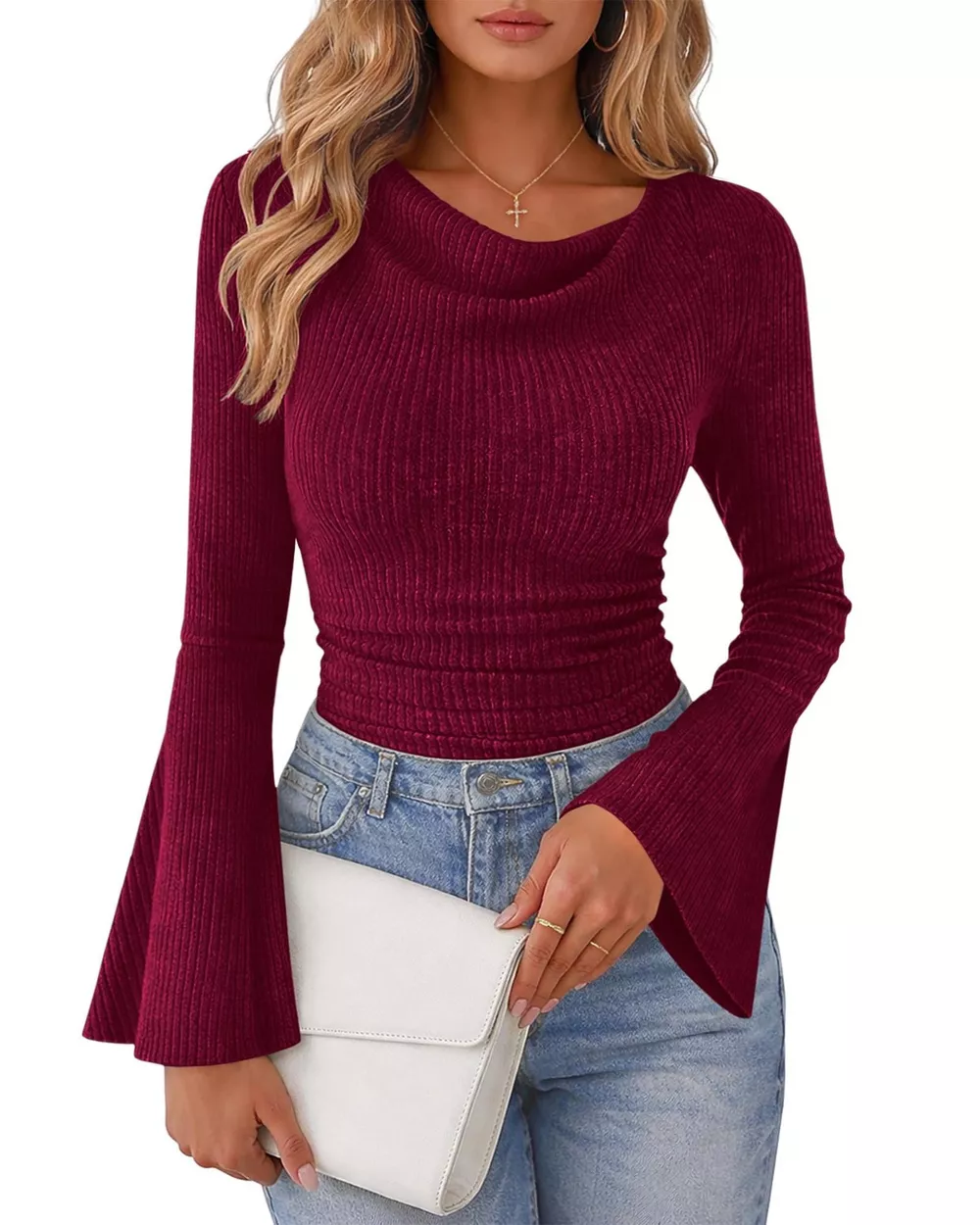 Ribbed Bell Sleeve T-Shirt, image 8