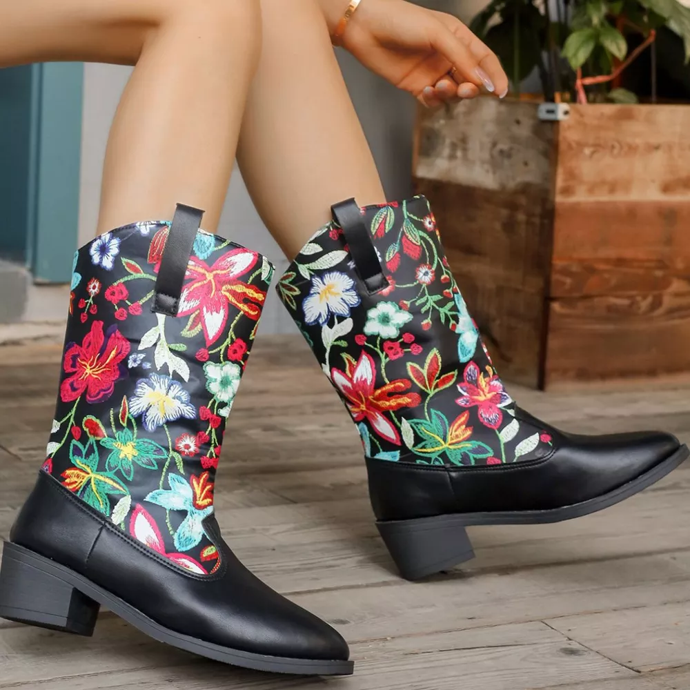 Floral Block Heel Boots, image 8