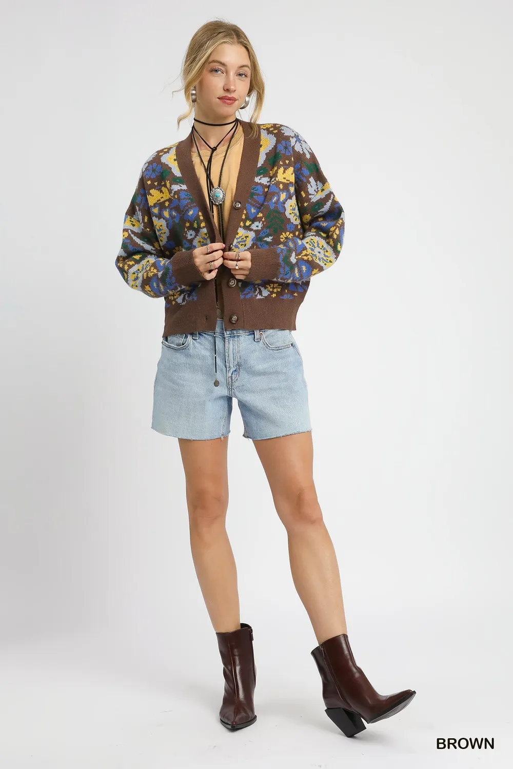 Floral Knit Button-Up Cardigan, image 4