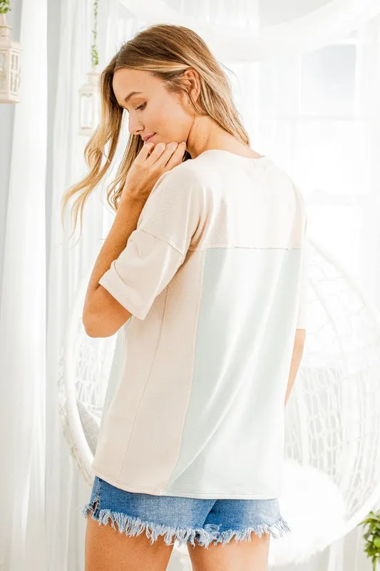 Full Size Contrast Round Neck Short Sleeve T-Shirt Plus Size, image 13