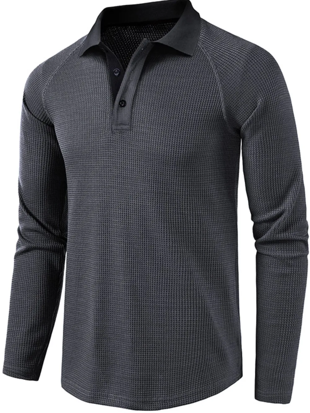 Men's Long Sleeve Textured Polo, image 3