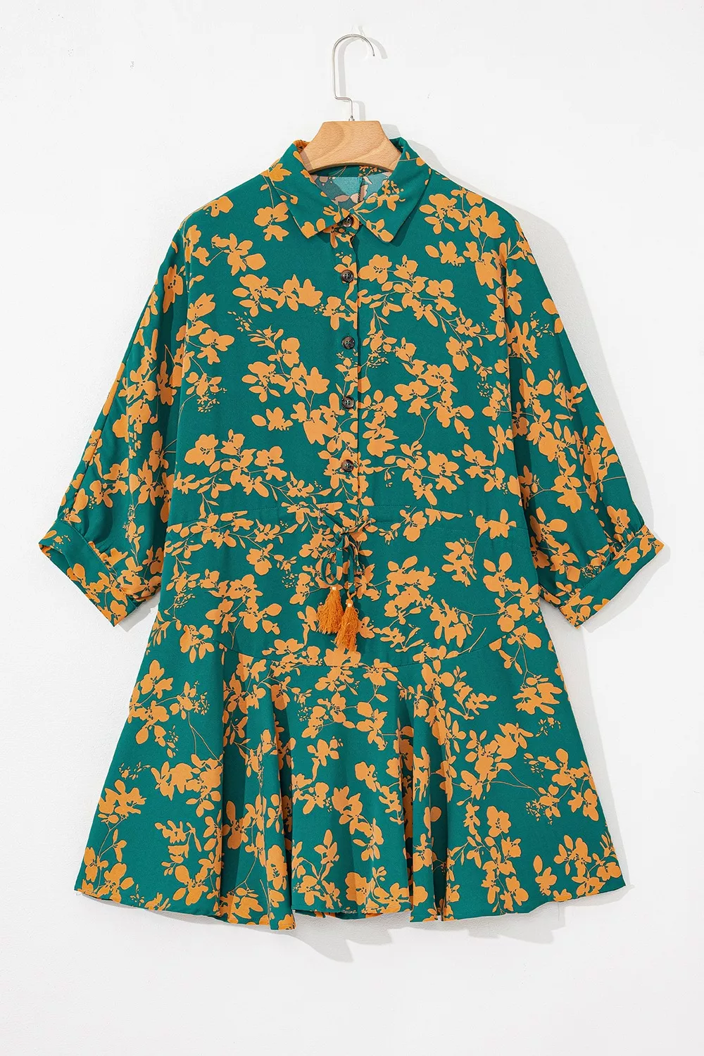 Printed Ruffled Hem Button Front Dress, image 8