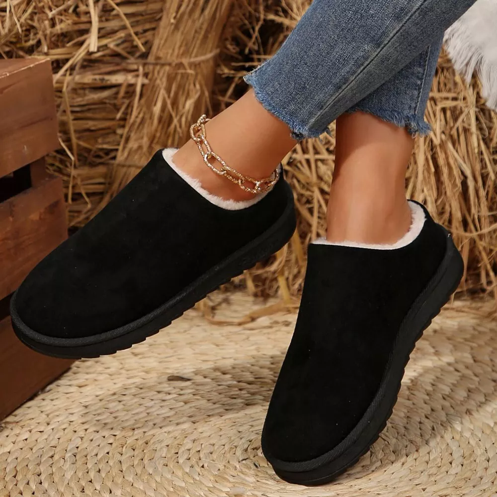 Round Toe Plush Lined Ankle Boots, image 2