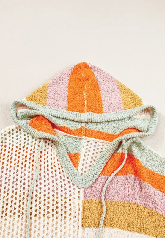 Openwork Color Block Hooded Sweater, image 13