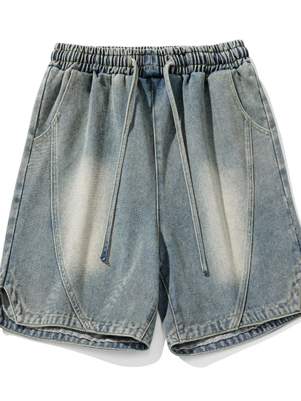 Men's Plus Size Drawstring Denim Shorts, image 7