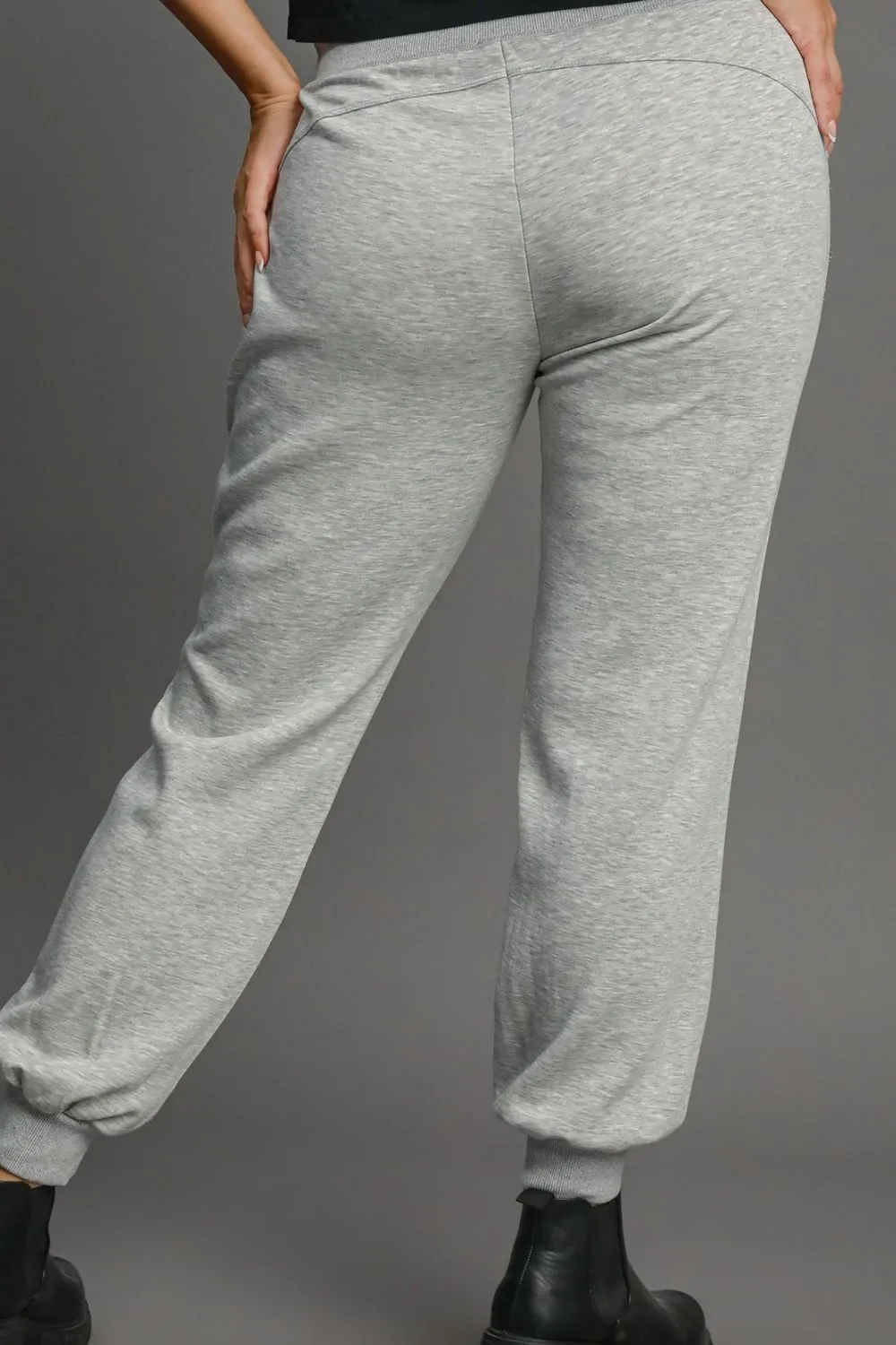 Full Size High Rise Elastic Waist Knit Joggers with Pockets Plus Size, image 5