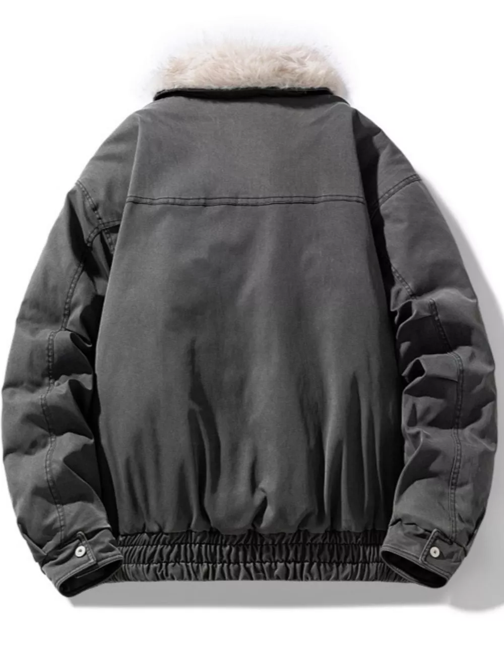 Men's Full Size Fur Collar Zip Up Bomber Jacket Plus Size, image 4