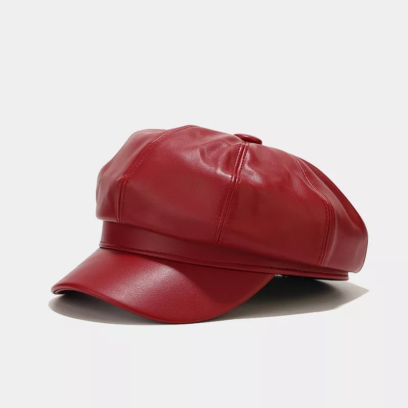 Faux Leather Newsboy Hat, image 4