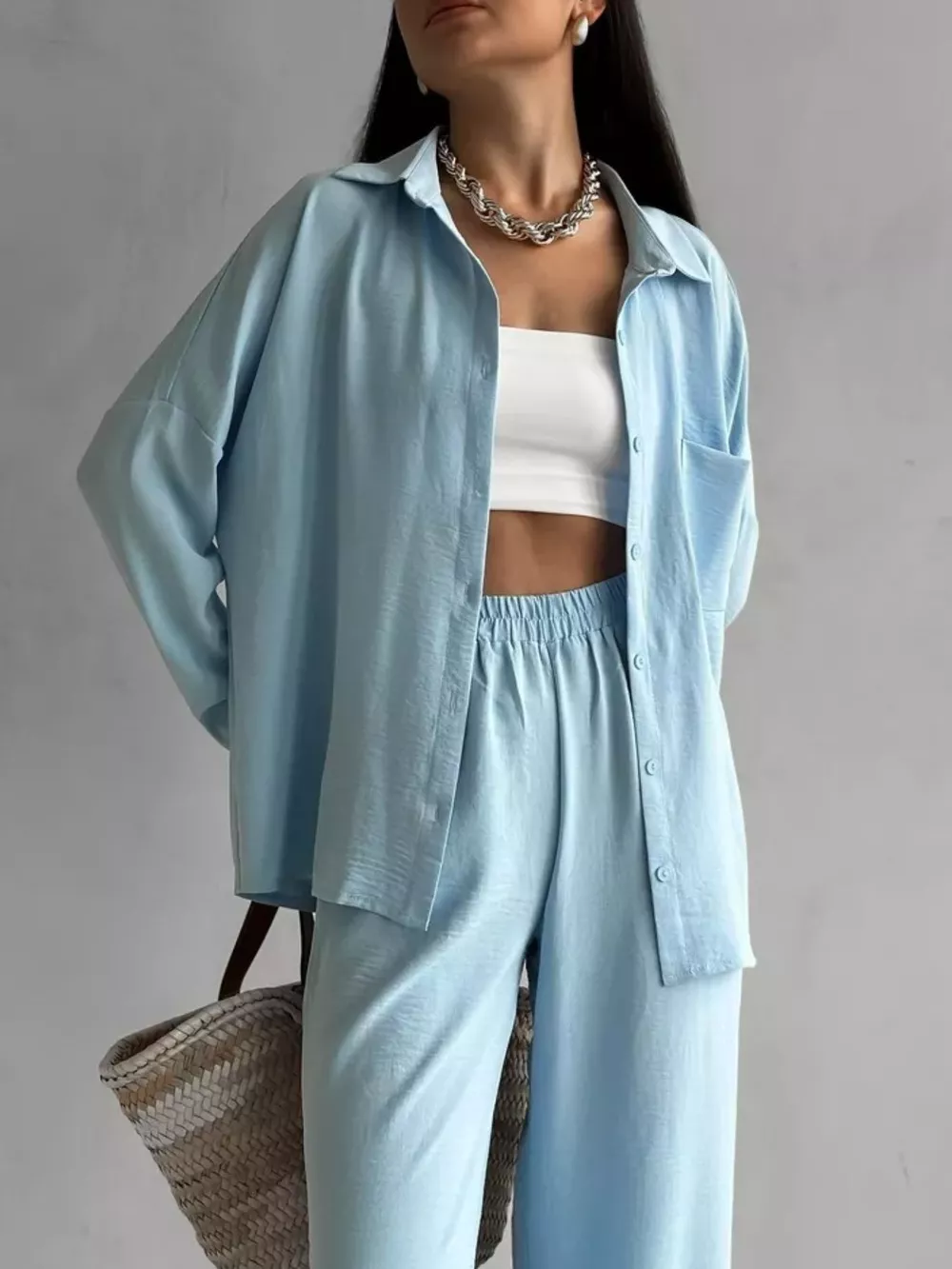 Button Up Long Sleeve Shirt and Pants Set, image 4