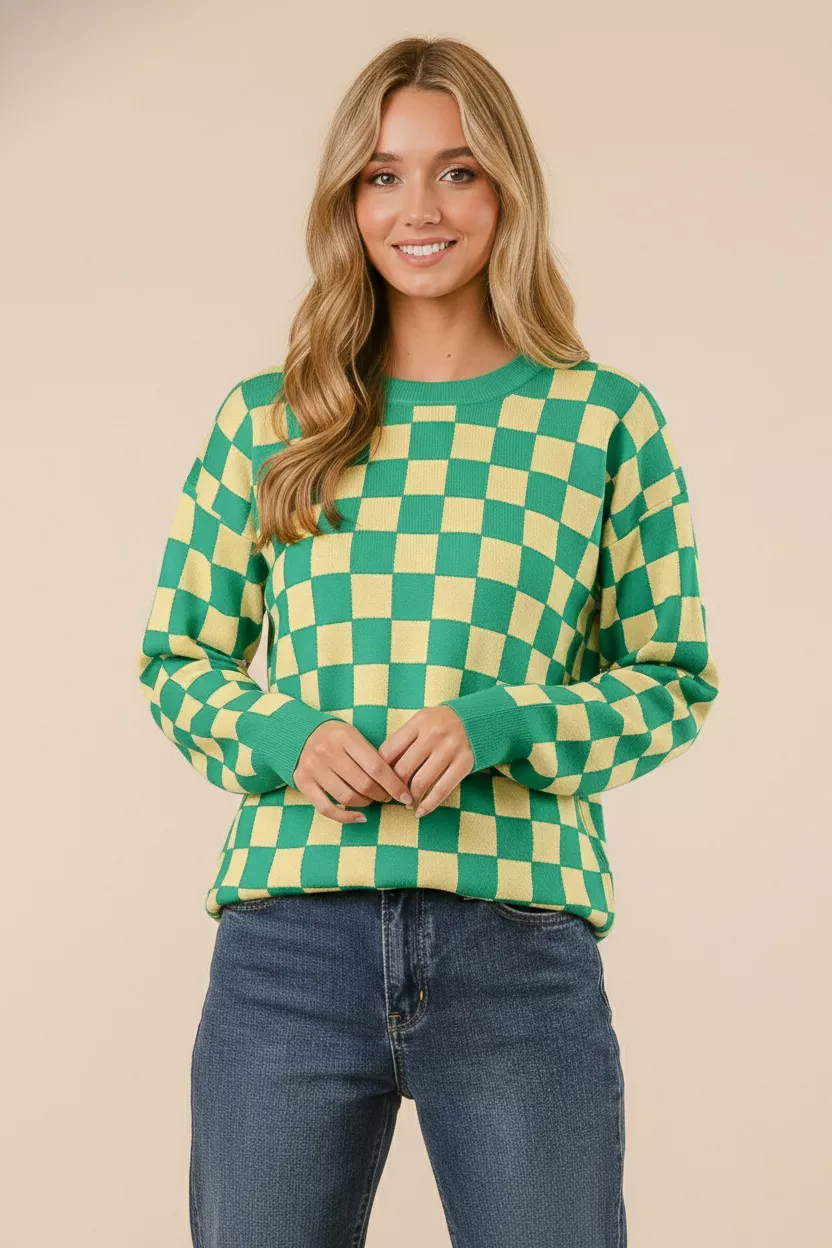 Checkered Pattern Sweater, image 2