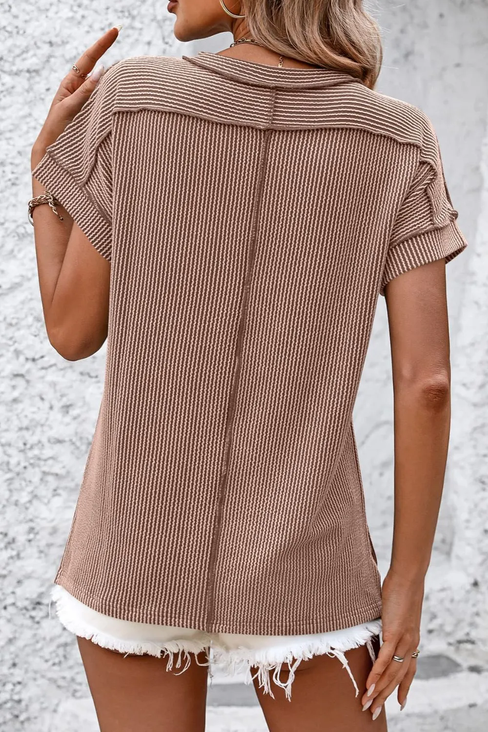 Striped Round Neck Short Sleeve T-Shirt, image 13