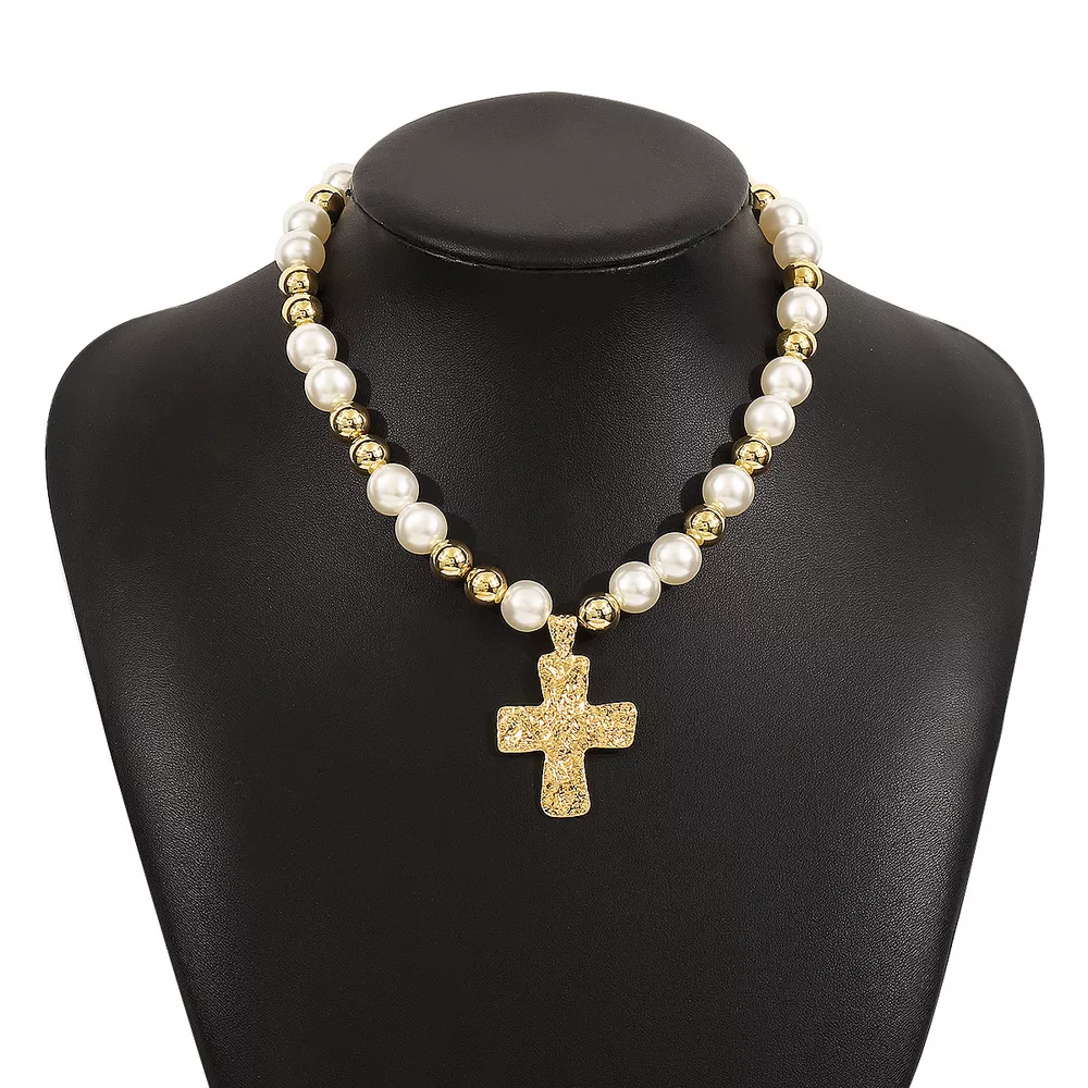 Pearl & Cross Pendant Necklace, image 6
