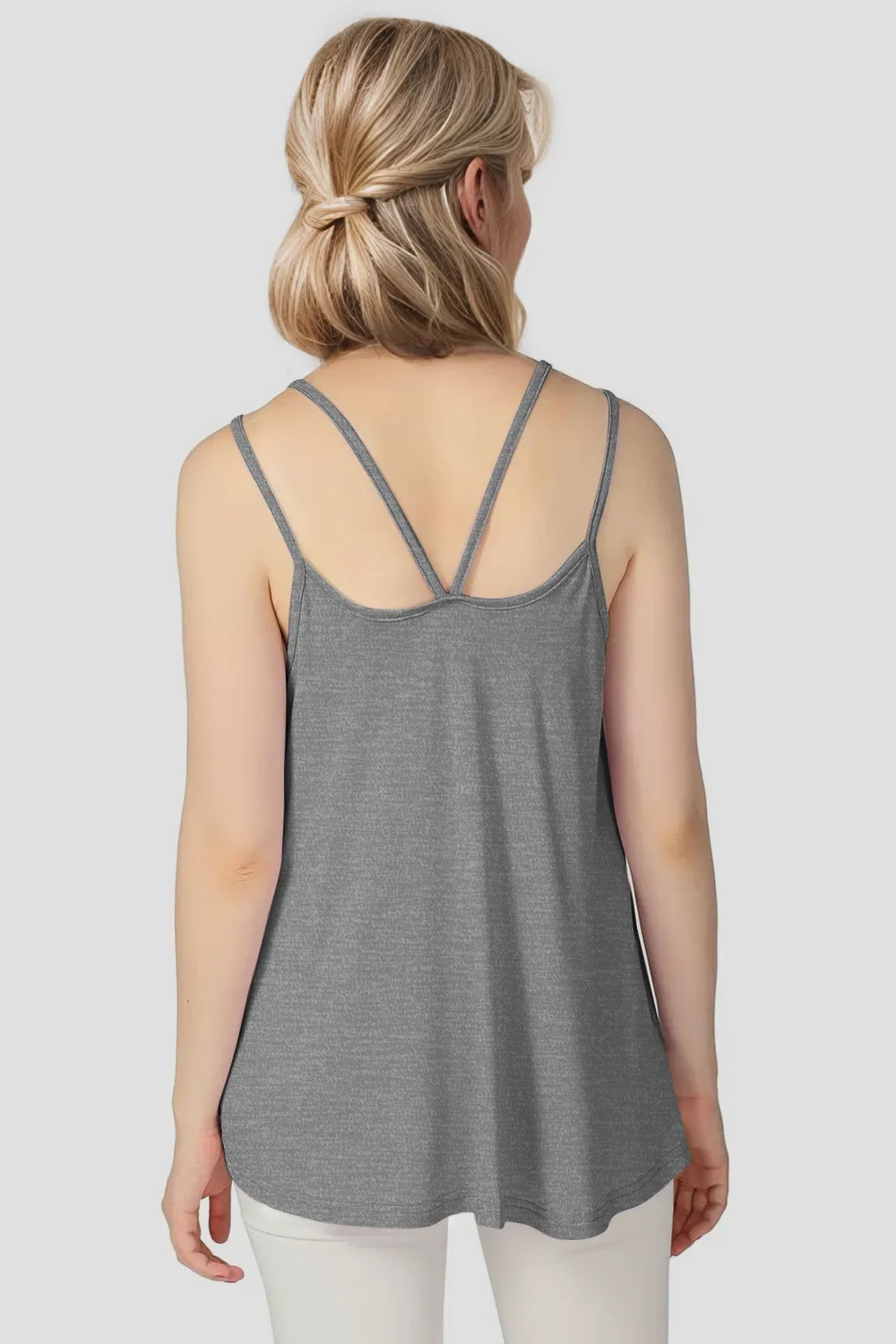 Bamboo Scoop Neck Double Spaghetti Straps Cami, image 14