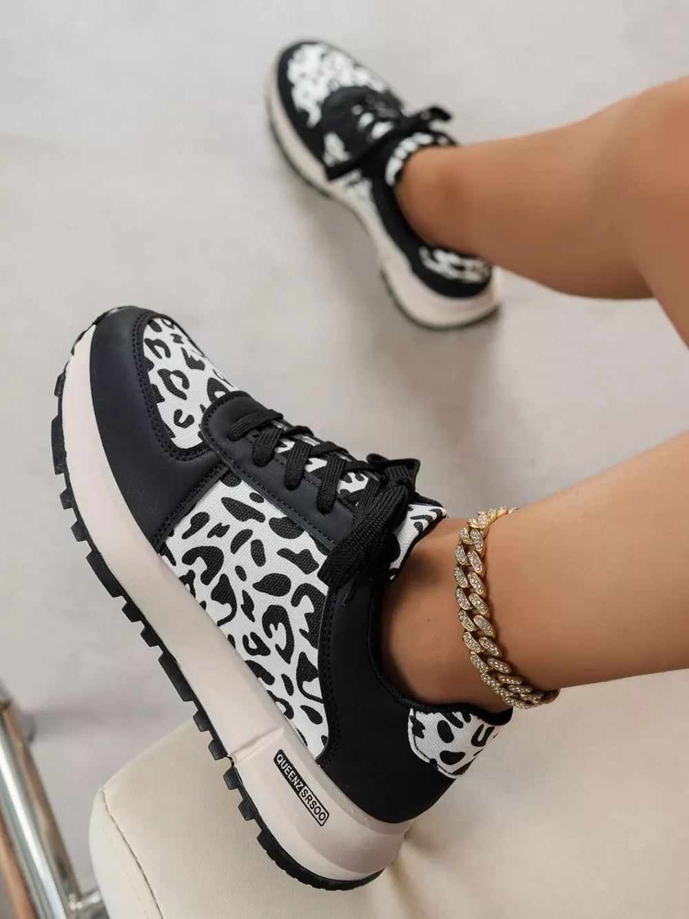 Round Toe Leopard Sneakers, image 3