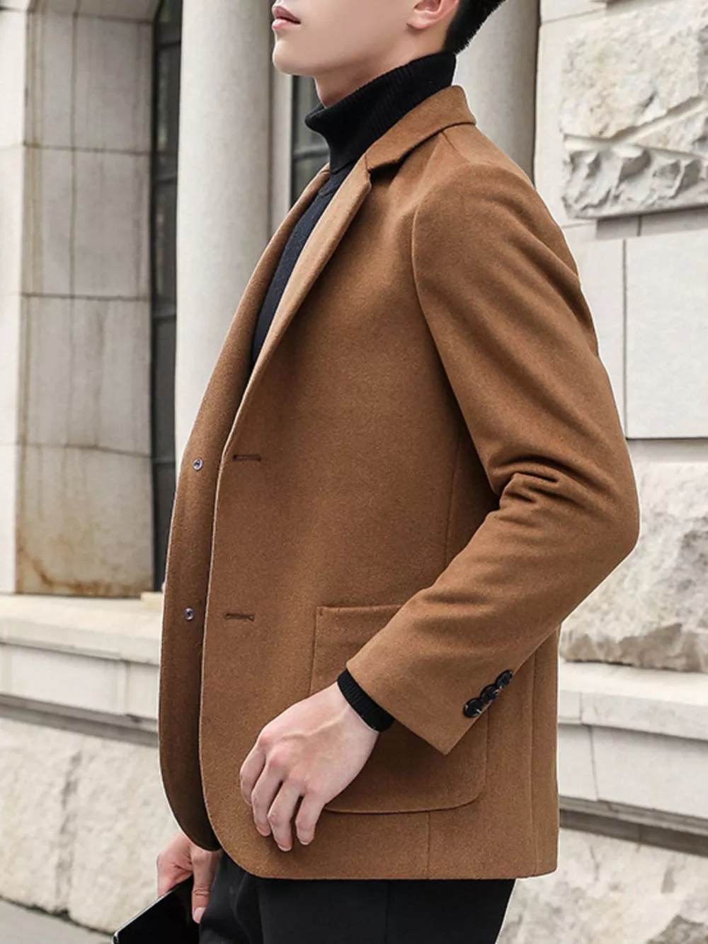 Men's Plus Size Lapel Collar Long Sleeve Blazer, image 3