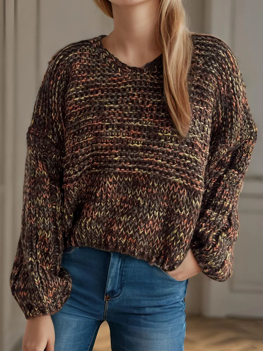 Dropped Shoulder Long Sleeve Sweater, image 18