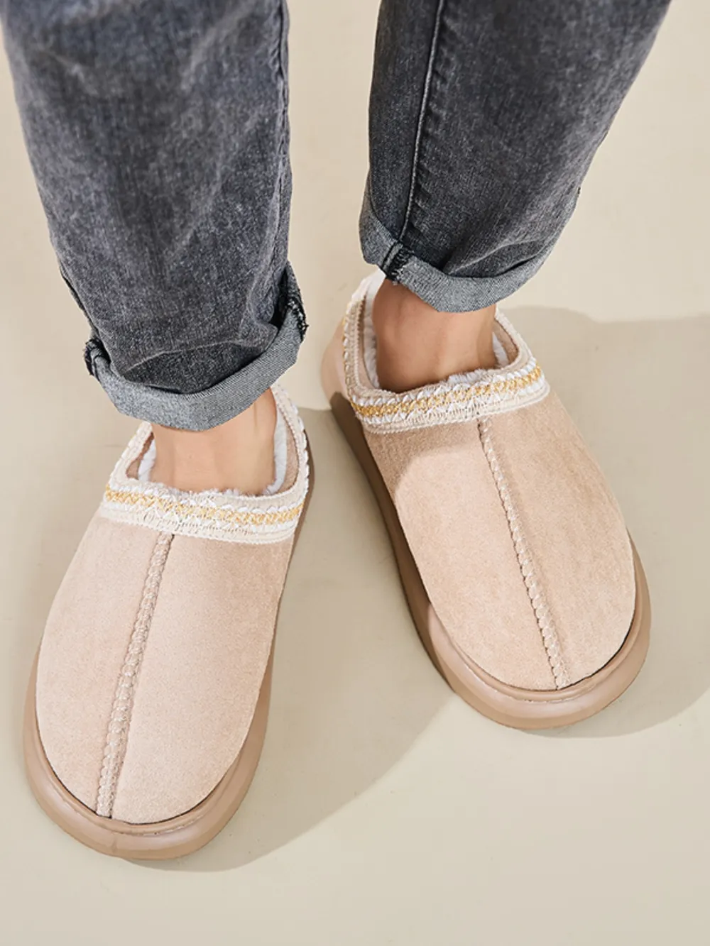 Faux Fur Suede Platform Slippers, image 17