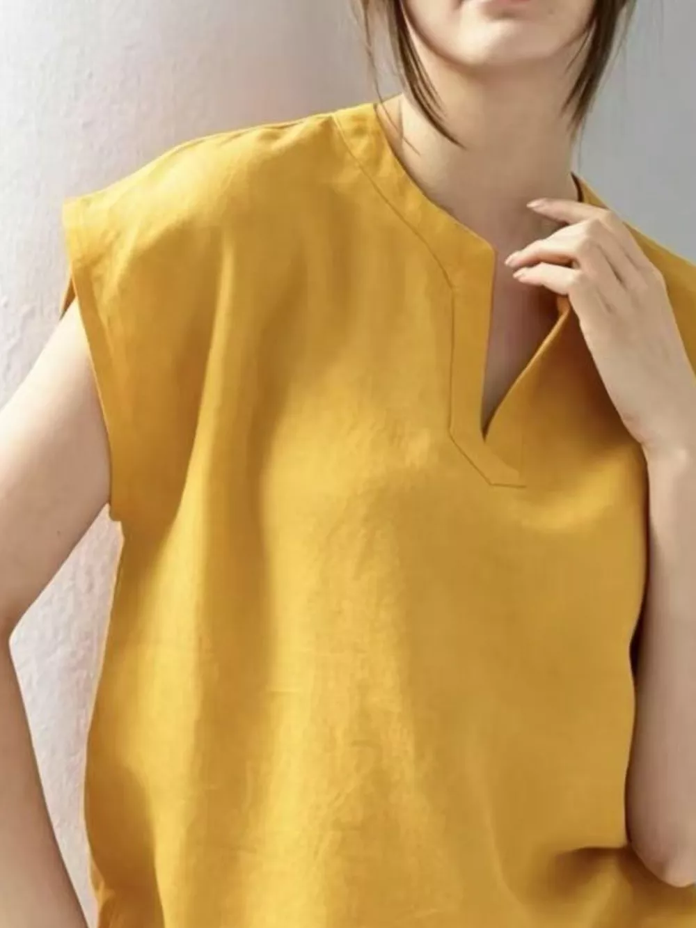 Notched Cap Sleeve Blouse, image 10