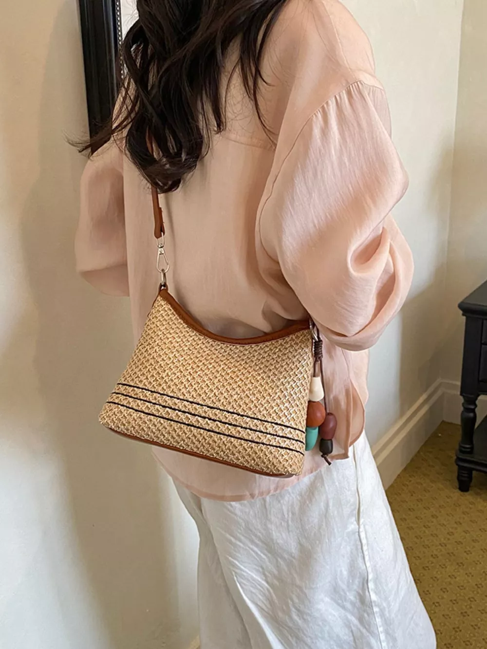 Woven Straw Crossbody Bag, image 3