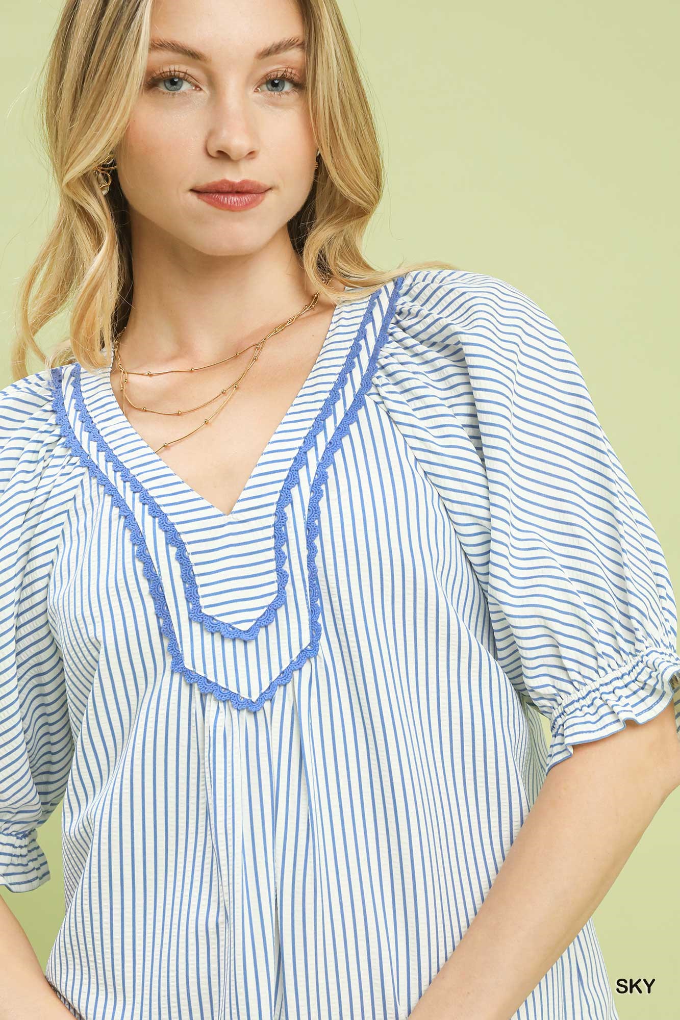 Stripe V-Neck Blouse, image 2