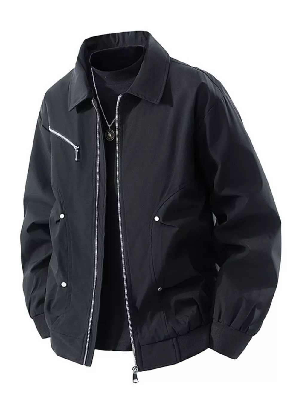 Men's Plus Size Casual Lightweight Zip-Up Bomber Jacket, image 2