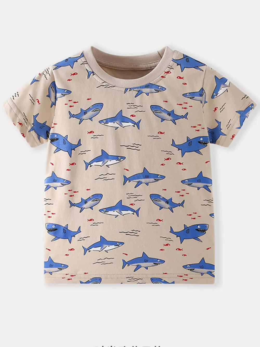 Children's Shark Print Crew Neck T-Shirt, image 2