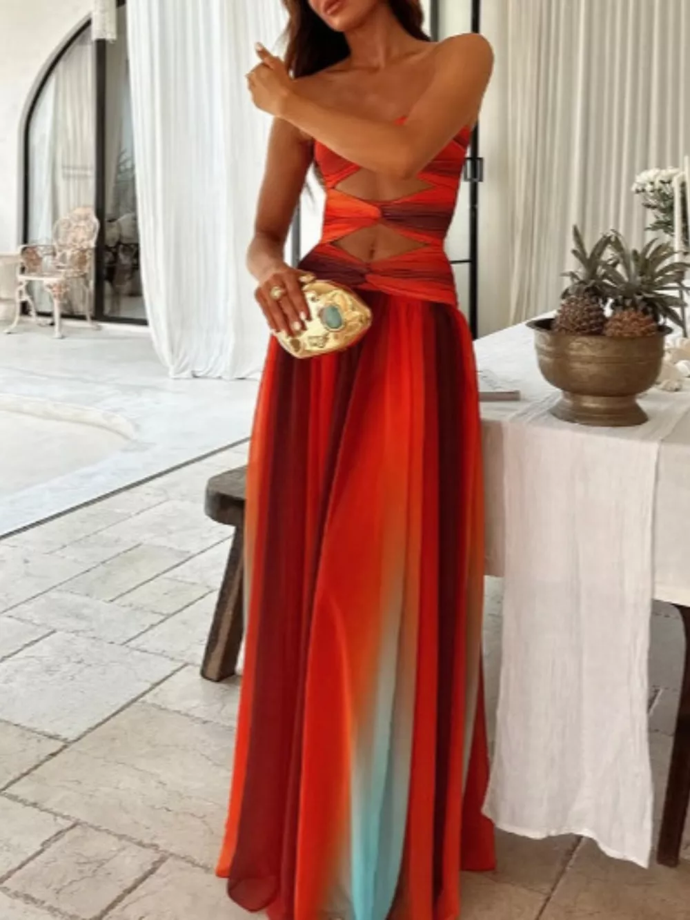 Strapless Cutout Maxi Dress, image 3