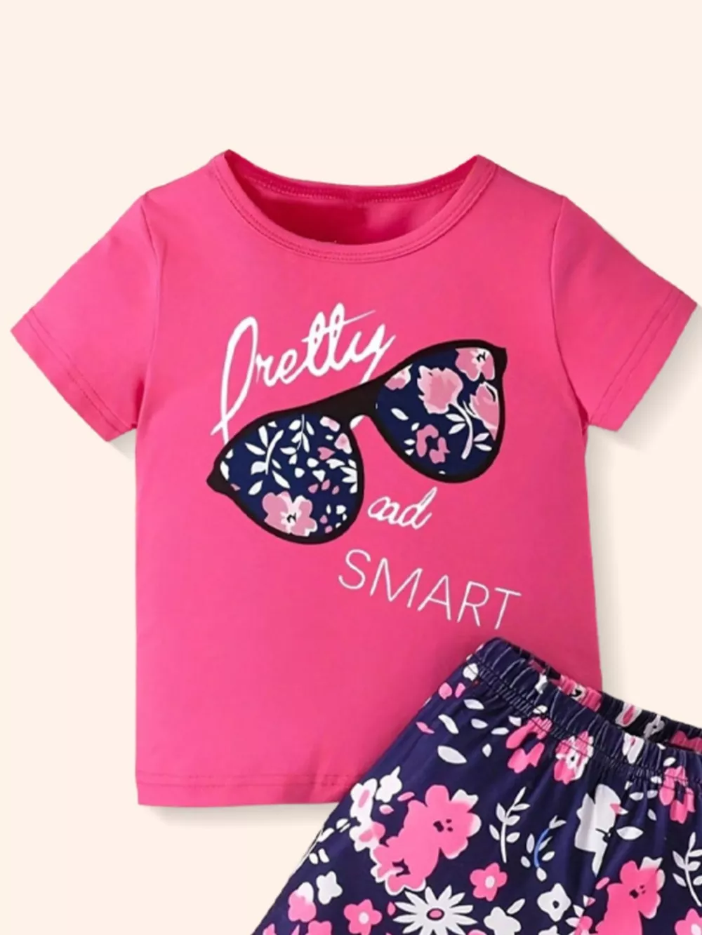 Children's Short Sleeve Tee and Floral Shorts Set, image 2