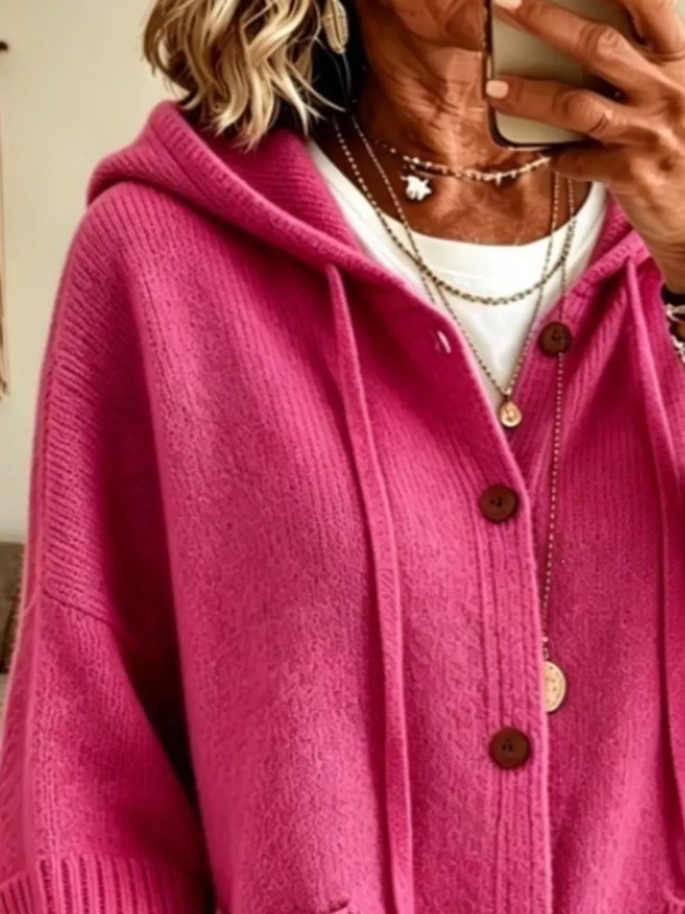 Full Size Hooded Button-Down Knit Cardigan Plus Size, image 15