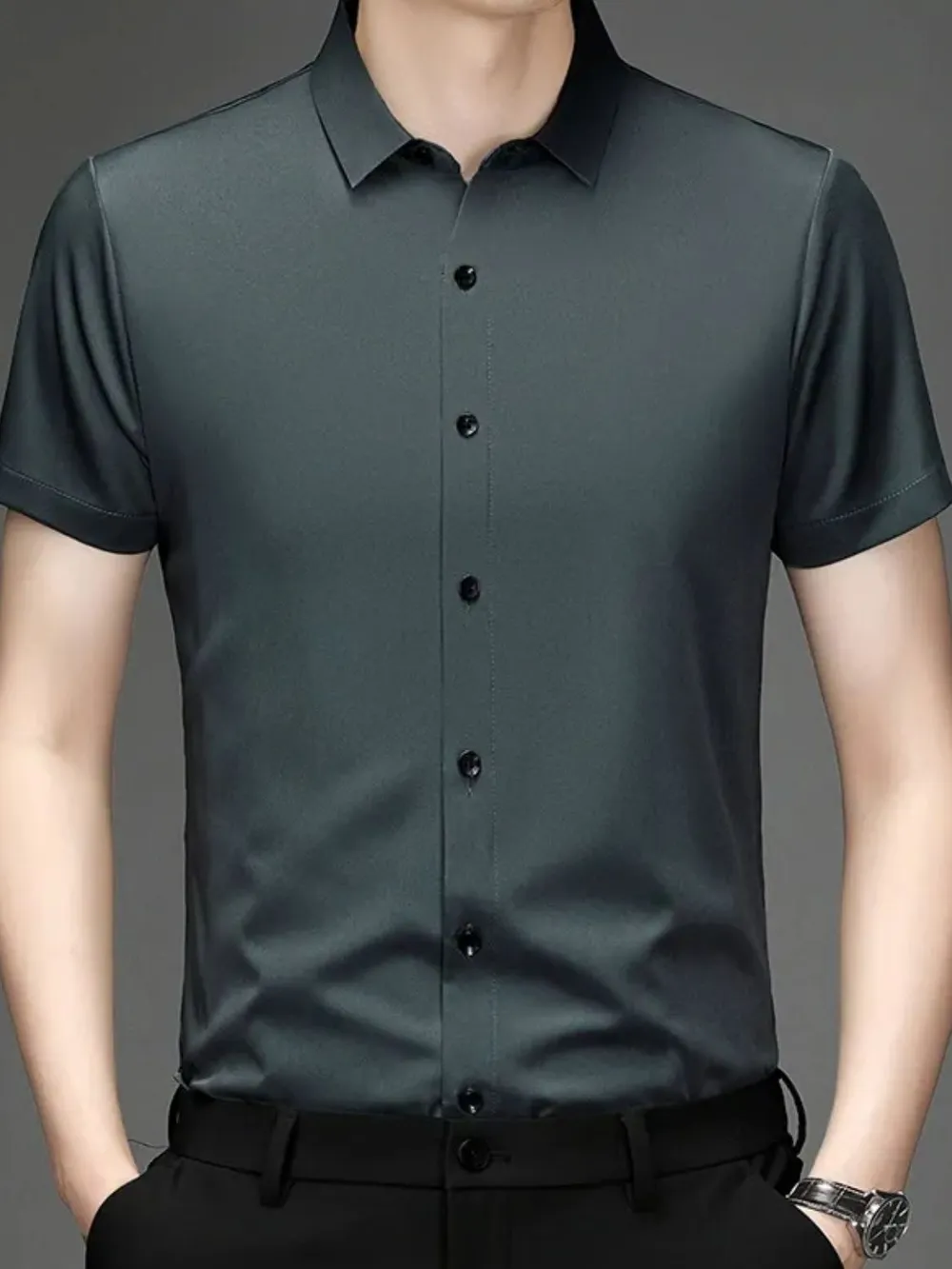 Men's Button Up Short Sleeve Shirt, image 4