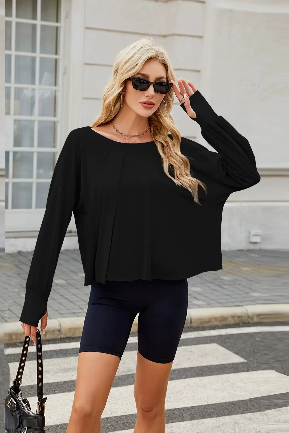 Backless Round Neck Long Sleeve T-Shirt, image 4