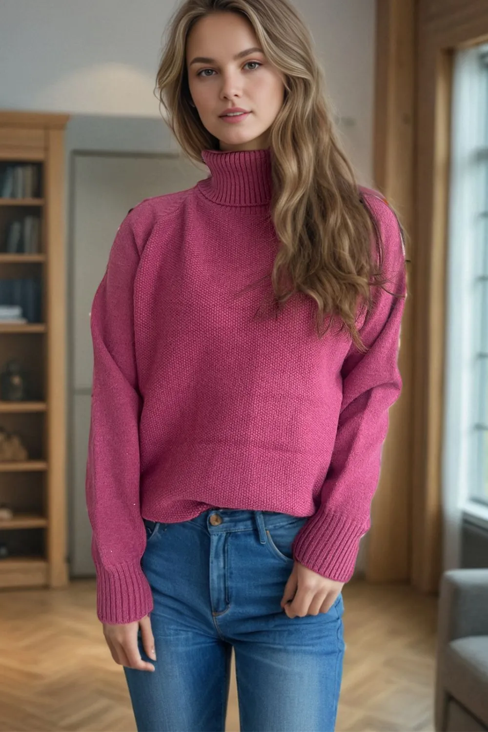 Ribbed Turtleneck Raglan Sleeve Sweater, image 10