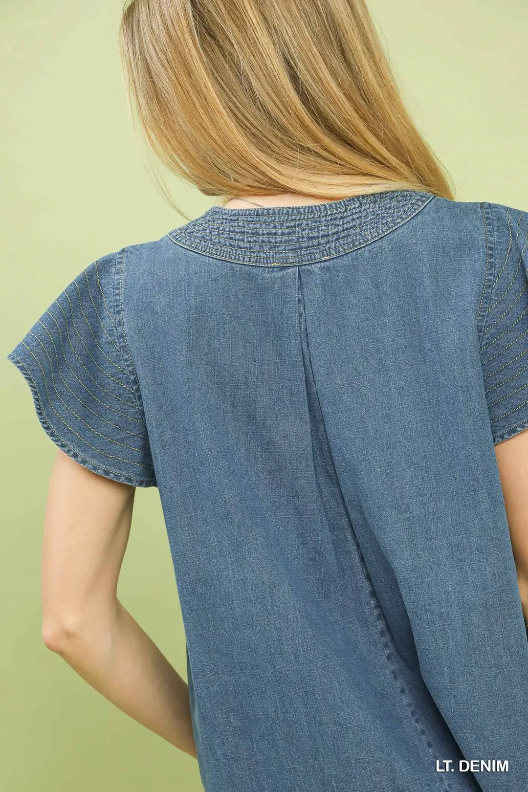 Cap Sleeve Denim Top, image 5