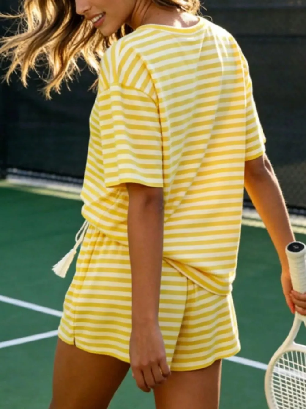 Striped Short Sleeve Tee and Drawstring Shorts Set, image 7