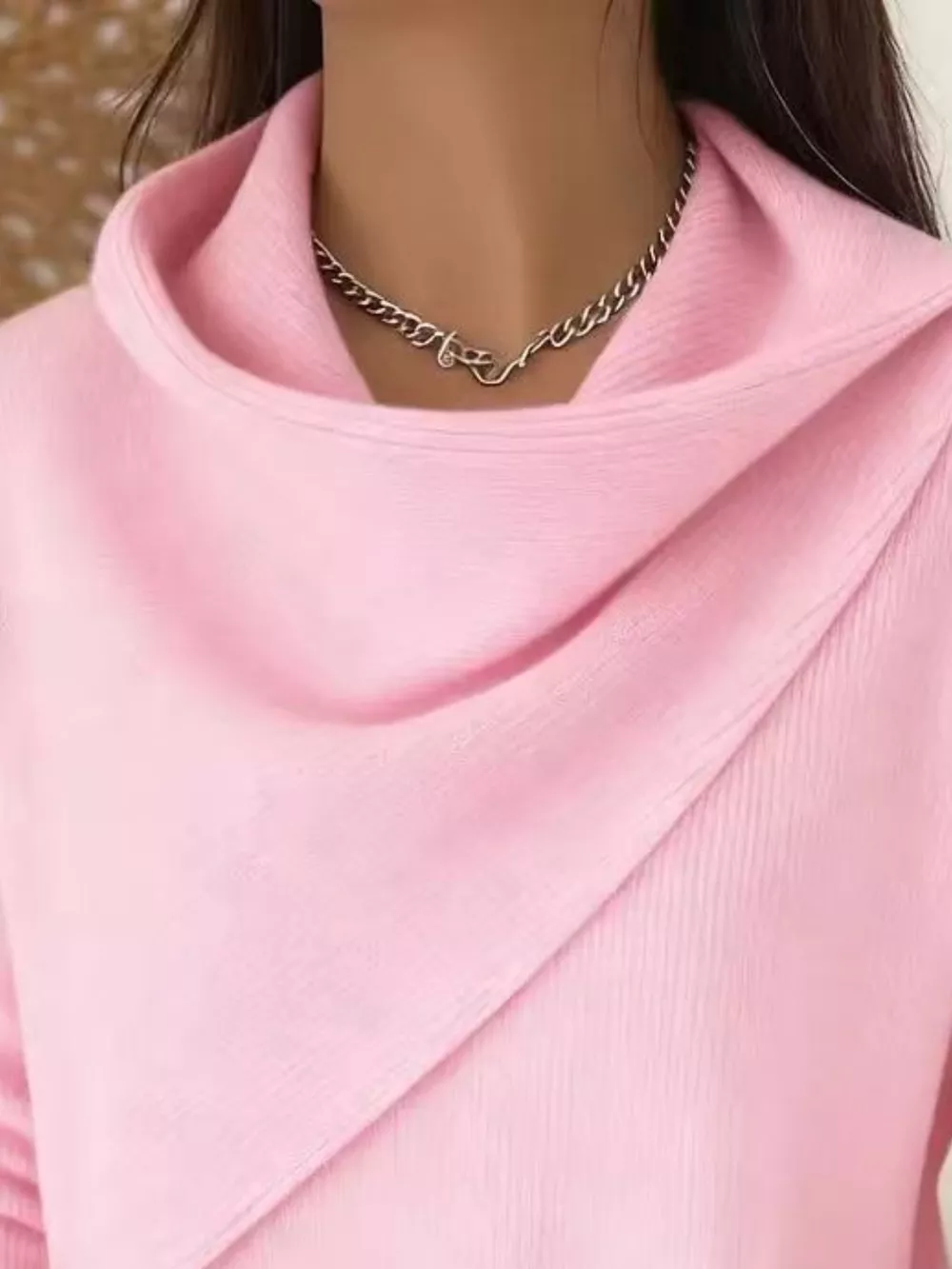 Full Size Solid Color Cowl Neck Sweater Plus Size, image 17