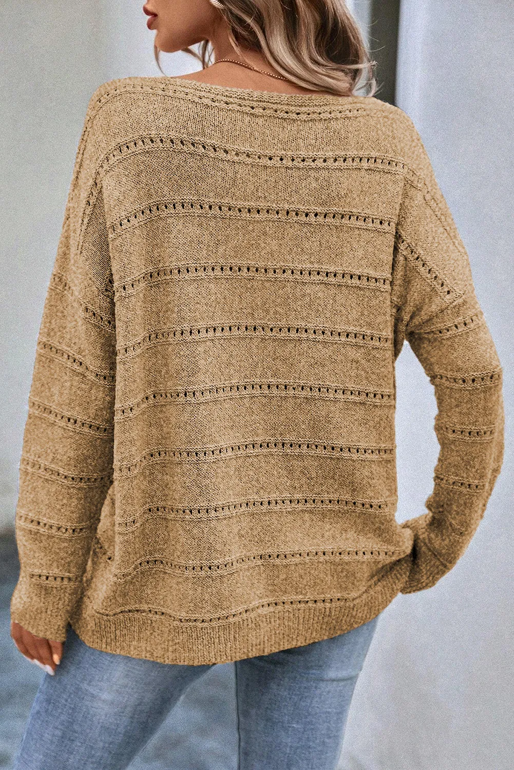 Boat Neck Dropped Shoulder Sweater, image 5